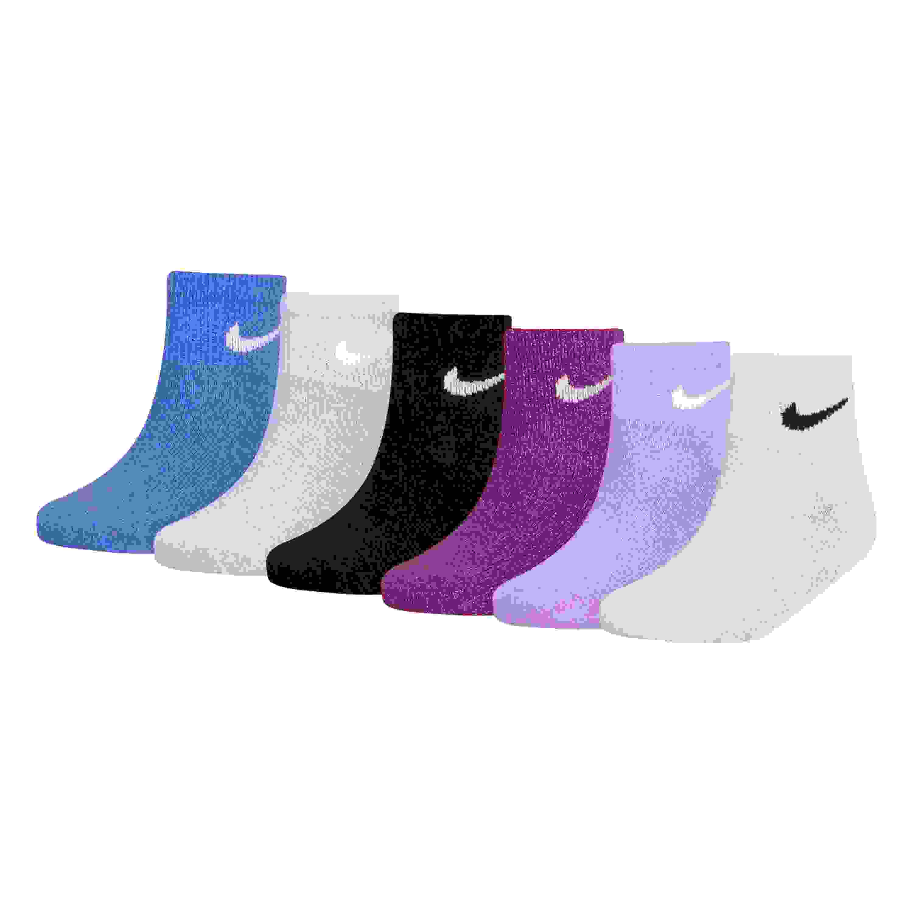 Nike Little Kids' 6PK Lurex Quarter Socks